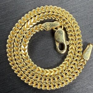 Solid 10K Yellow Italian Gold Franco Cut Bracelet 7” Long 2mm Wide Made In Italy